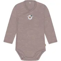 Normani Outdoor Sports Merino Baby-Body langärmeliger Wickelbody in Rosa | Gr.: 86