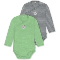 Normani Outdoor Sports 2er Pack Bio Baby-Body Langarm Wickelbody in Grün/Grau | Gr.: 74