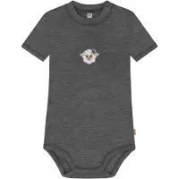 Normani Outdoor Sports Baby Kurzarm Body - 100% Bio-Merinowolle in Anthrazit | Gr.: 62