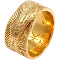 KUZZOI Ring Herren Feder Vintage Trend Massiv 925 Silber Kuzzoi Gold