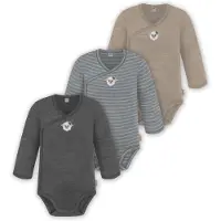 Normani 3er Pack Baby Merino Langarm Wickelbody für Junge und Mädchen - 9355