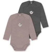 Normani Outdoor Sports 2er Pack Baby Merino Body Langarm Auckland in Rosa/Anthrazit | Gr.: 68