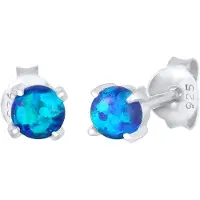 Elli Ohrringe Stecker Opal Rund Synthetisch 925 Silber Elli Blau