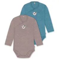 Normani Outdoor Sports 2er Pack Bio Baby-Body Langarm Wickelbody in Rosa/Blau | Gr.: 80