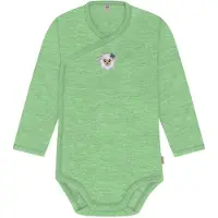 Normani Outdoor Sports Merino Baby-Body langärmeliger Wickelbody in Grün | Gr.: 86