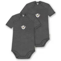 Normani Outdoor Sports 2er Set Baby Merino Body Kurzarm Tauranga in Anthrazit | Gr.: 68