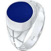 KUZZOI Ring Basic Herren Siegelring Oval Emaille 925Er Silber Kuzzoi Silber