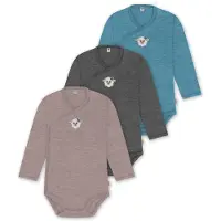 Normani Outdoor Sports 3er Set Baby-Body Wickelbody Toddler-Bodysuit in Blau/Anthrazit/Rosa | Gr.: 68