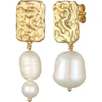Elli Ohrringe Barock Süßwasserperle Mix Organic Design 925 Silber Elli Premium Gold
