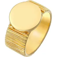 Elli Ring Bandring Siegelring Relief Struktur 925 Silber Elli Premium Gold