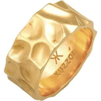 KUZZOI Ring Herren Bandring Geschmiedet Used Look 925 Silber Kuzzoi Gold
