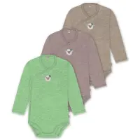 Normani Outdoor Sports 3er Set Baby-Body Wickelbody Toddler-Bodysuit in Beige/Rosa/Grün | Gr.: 86