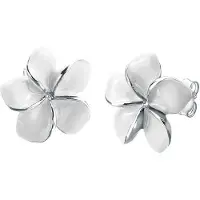 Elli Ohrringe Frangipani Blüte Natur Blume Emaille 925 Silber Elli Weiß