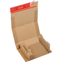 Dinkhauser Kartonagen Wickelverpackung CP 020, mit Selbstklebeverschluss, Wellpappe, braun, B 198 x T 135 x H 63 mm (für CDs), 20 Stück