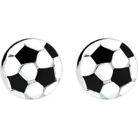 Elli Ohrringe 925 Sterling Silber Fussball in Schwarz | Gr.: onesize
