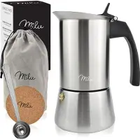 MILU Induktion Espressokocher-Set, Edelstahl, 200ml (4 Tassen), 1 von FROG.coffee