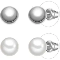 Yokoamii Set (Ohrringe 2er) aus Metall-Legierung mit Muschelkernperle in weiß | Gr.: onesize
