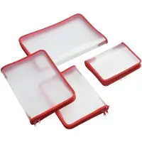 FolderSys Reissverschlussbeutel A4 transparent/rot 0,5 mm