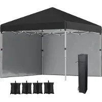 Outsunny Faltpavillon 2,97 x 2,97 m, Gartenpavillon mit Seitenwänden, Stahl
