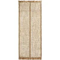 Ferm Living Athens Stripes Teppich 80 x 200 cm natur/creme - , Weiß, für Wohnzimmer, Stoff / Textil