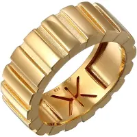 KUZZOI Ringe - Ring Bandring Herren Massiv Rillenlook 925 Sterlin - Gr. 64 MM - in Gold - für Damen