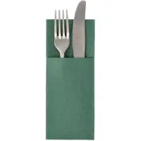 Papstar 50 Servietten "ROYAL Collection" 40 cm x 30 cm dunkelgrün mit Besteckfalz