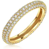 Lulu & Jane Ring Messing Zirkonia in gelbgold | Gr.: 56