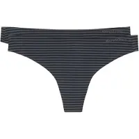 Marc O'Polo String "Second Skin", Damen, Gr. M, grau (anthrazit stripe), Microfaser, Obermaterial: 74% Polyamid, 26% Elasthan, unifarben, körpernah, Unterhosen String, mit flachen Nähten