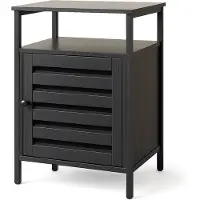 Goliving Nachttisch - 40 x 40 x 60 cm - Aufbewahrungsschrank mit Tür und Einlegeböden - Holz - Industrial - Beistelltisch Modern - Schwarz