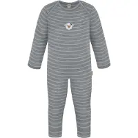 Normani Outdoor Sports Baby Merino Strampler Waverly in Grau gestreift | Gr.: 74