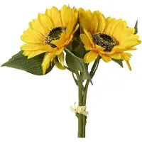 Everlands Kunst Blumen Sonnenblumen 23x42cm Sommerblumenstrauß Kunstblumen Osterdeko Blumendeko Frühlingsdeko Sommerdeko Gelb Grün