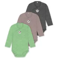 Normani Outdoor Sports 3er Set Baby-Body Wickelbody Toddler-Bodysuit in Anthrazit/Rosa/Grün | Gr.: 68