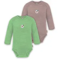 Normani Outdoor Sports 2er Pack Baby Merino Body Langarm Auckland in Grün/Rosa | Gr.: 92
