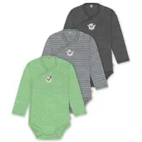 Normani Outdoor Sports 3er Set Baby-Body Wickelbody Toddler-Bodysuit in Anthrazit/Grau/Grün | Gr.: 62
