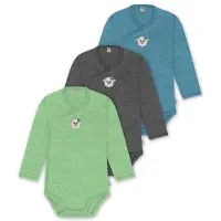 Normani Outdoor Sports 3er Set Baby-Body Wickelbody Toddler-Bodysuit in Blau/Anthrazit/Grün | Gr.: 68