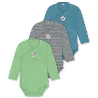 Normani Outdoor Sports 3er Set Baby-Body Wickelbody Toddler-Bodysuit in Blau/Grau/Grün | Gr.: 68