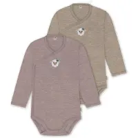 Normani Outdoor Sports 2er Pack Bio Baby-Body Langarm Wickelbody in Rosa/Beige | Gr.: 80