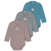 Normani Outdoor Sports 3er Set Baby-Body Wickelbody Toddler-Bodysuit in Blau/Grau/Rosa | Gr.: 86