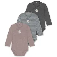 Normani Outdoor Sports 3er Set Baby-Body Wickelbody Toddler-Bodysuit in Anthrazit/Grau/Rosa | Gr.: 86