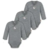 Normani Outdoor Sports 3x Baby Merino Wickelbody in Grau gestreift | Gr.: 68