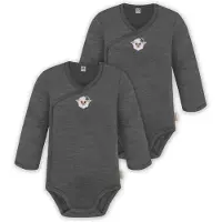 Normani Outdoor Sports 2er Pack Doppelpack Baby-Body Merino Wickelbody in Anthrazit | Gr.: 80
