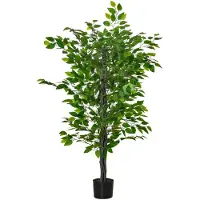 HOMCOM Künstlicher Ficusbaum-15L x 15B x 135H cm-Grün | Gr.: onesize
