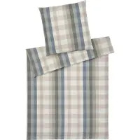 Elegante Soft-Flanell-Bettwäsche-Garnitur Glasgow Farbe Salbei-Blau Größe 135x200+80x80 AL