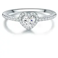 Trilani Ring - Sterling Silber Ring Zirkonia Herz - Gr. 56 - in Silber - für Damen