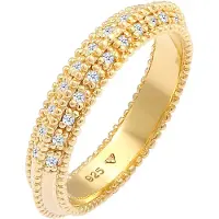 Elli DIAMONDS Ringe - Ring Verlobung Diamant (0.12 ct.) 925er Sterling S - Gr. 52 MM - in Gelbgold - für Damen