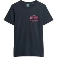 Superdry für Herren. M1011922A Fluor T-shirt mit Logo Vintage navy (M), Lässig, Baumwolle, Kurzarm, Marine