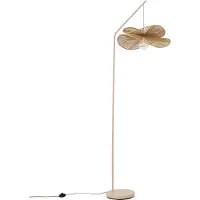QAZQA Art Deco Stehlampe Beige mit Beigem Schirm Nest