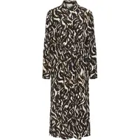 Kaffe Midikleid "Damen Kleid KAmille", Damen, Gr. 36, N-Gr, schwarz (schwarz, braun graphic animal), Obermaterial: 50% Viskose CV. 50% Viskose LENZING ECOVERO CV LenzEcov., Kleider Midikleid