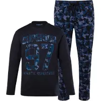 Men Plus Langer Schlafanzug in navy blau | Gr.: 5XL