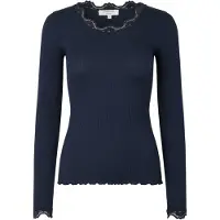 Rosemunde Damen Tops & T-Shirts Babette Silk T-shirt Lace - Donkerblauw - Größe S